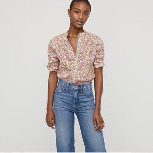 JCrew Liberty of London Fabrics Ruffle-front Shirt Libby Floral XXS